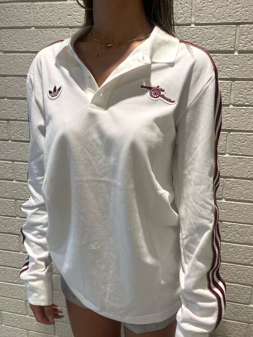adidas アーセナル　テラスアイコン　ポロシャツ　長袖　S adidas アーセナル 25/26 TERRACE ICON ポロシャツ 長袖(ホワイト