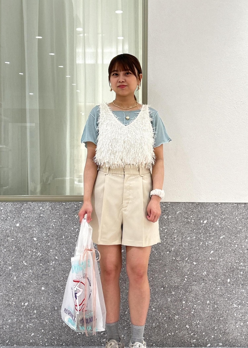 「初夏コーデ、夏コーデ、デートコーデ、お出かけコーデ、旅行コーデ、アウトドアコーデ、フェスコーデ、推し活コーデ、スポーツミックス、レイヤード、パンツスタイル、カジュアルコーデ、コラボアイテム」｜「Juzeの厚底スニーカーサンダル（サンダル、ベージュ系）」を使った、コウさん（レディース・153cm）の夏コーディネートの5枚目の写真
