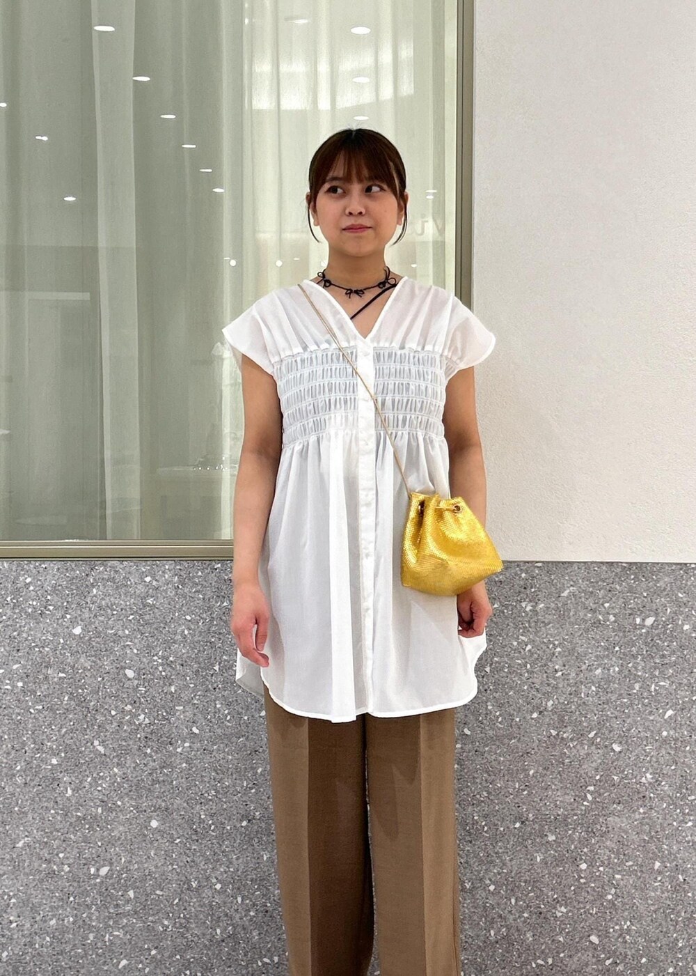 「初夏コーデ、夏コーデ、お出かけコーデ、旅行コーデ」｜「Juzeのストラップヒールサンダル（サンダル、ホワイト系）」を使った、コウさん（レディース・153cm）の夏コーディネートの4枚目の写真