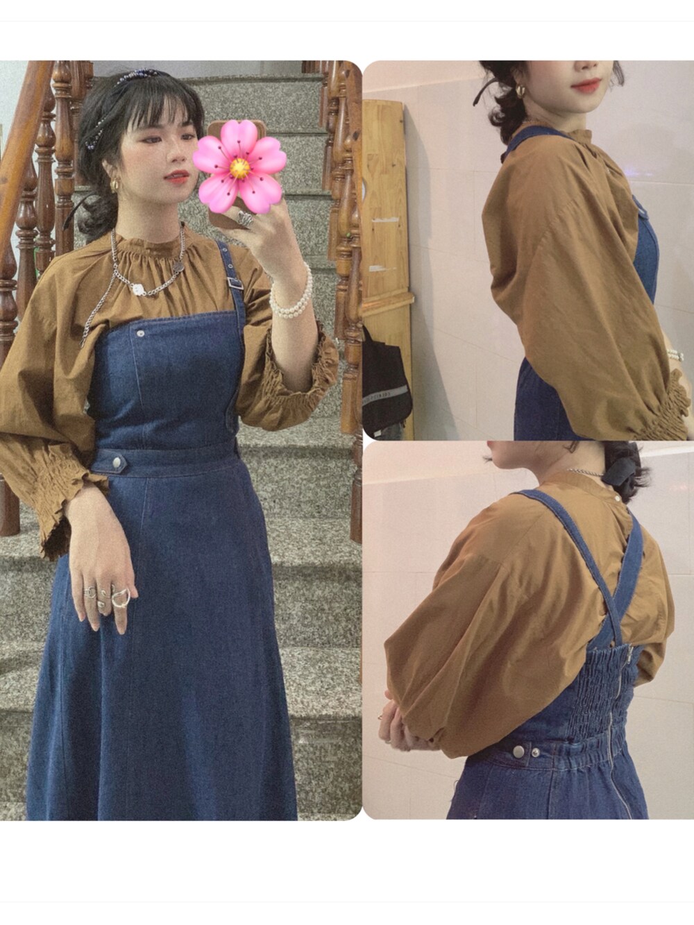 ブラック系のワンピース、ホワイト系のシューズ、ブラウン系のシューズを着用したレディースの秋コーディネートの2枚目の写真