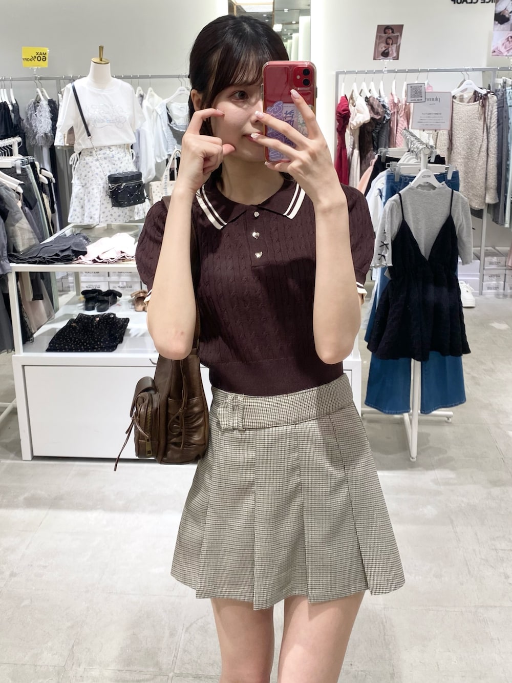 「ナイスクラップ、高身長、骨格ウェーブ、高身長女子、高身長コーデ、ootd、one after another NICE CLAUP、ブラウン、シンプルコーデ、シンプル、お出かけコーデ、オトナカジュアル、おしゃれさんと繋がりたい、オトナ女子、ラクチンコーデ」｜「one after another NICE CLAUPのハートボタンケーブルポロニット（ニット/セーター、ブラウン系）」を使った、moeさん（レディース・174cm）の冬コーディネートの5枚目の写真