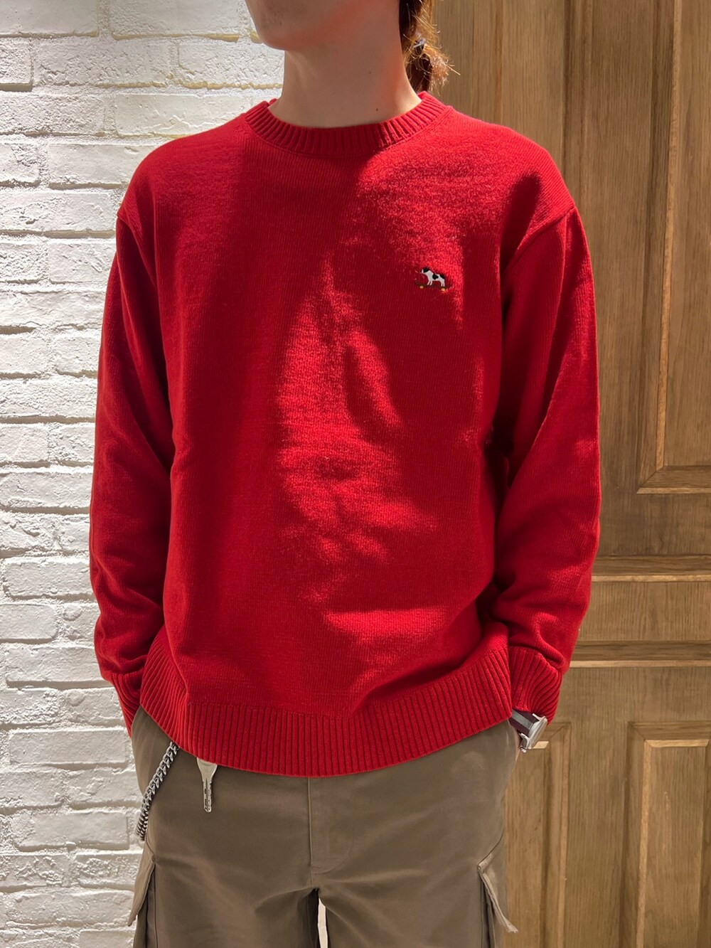 「FREDY&GLOSTER、GEVACO、adidas、アウター、メルトンコート、カーゴパンツ、シンプルスタイル、メンズファッション、ニット、ニット帽、冬コーデ」｜「GEVACOの【GEVACO/ゲバコ】メルトンミドルブルゾン ミドルコート（ブルゾン、ブルー系）」を使った、ふなさん（メンズ・178cm）の冬コーディネートの4枚目の写真