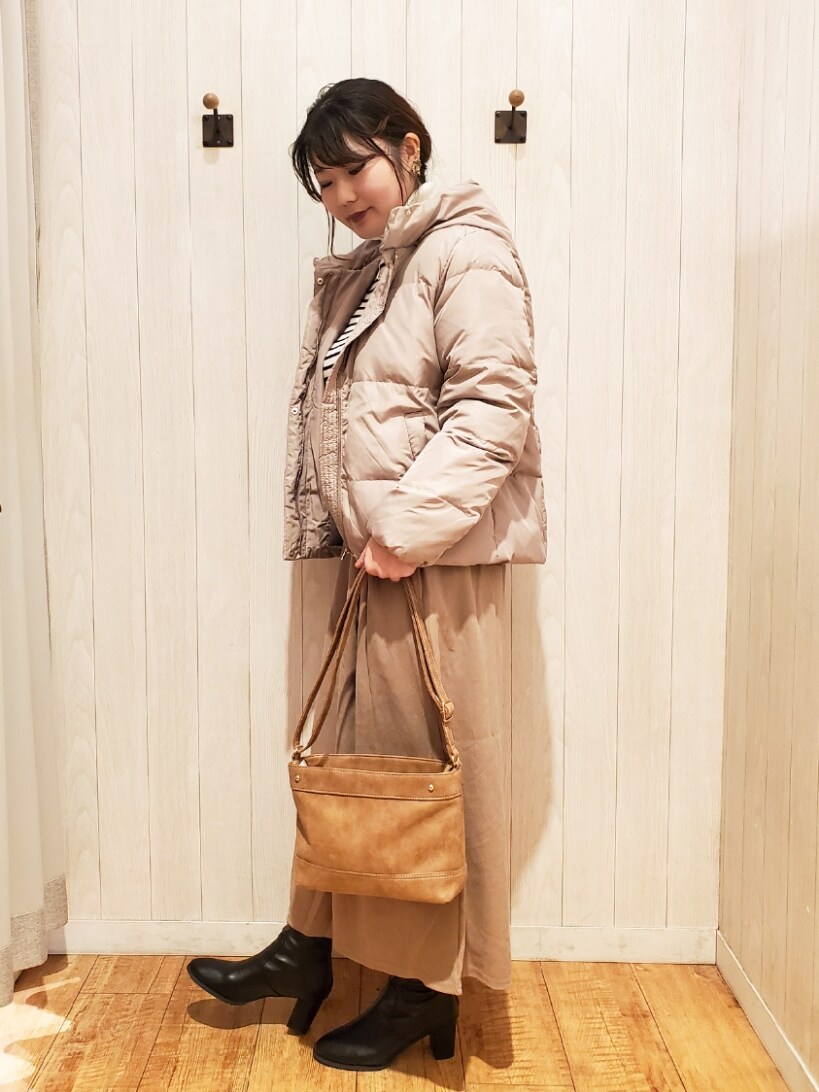 「真冬のあったかスタイル、オトナカジュアル、お出かけコーデ、着回しコーデ、大人女子、冬のコーデ、シューラルー、ママファッション、30代コーデ、ダウンジャケット、タートルニット、ボーダー、アウター」|「DRESKIPの【洗える/撥水】10の欲張りを満たす ボリューム襟 ダウンジャケット(ダウンジャケット/コート、ブラウン系)」を使った、Maaaaachanさん(骨格ストレート・レディース・165cm)の冬コーディネートの2枚目の写真