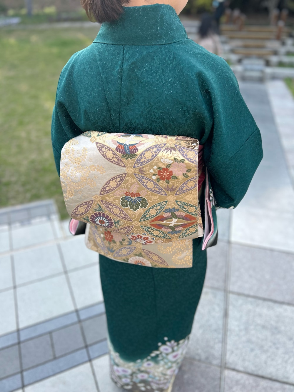 「結婚式、着物、和柄」｜「楽天　レンタルのアイテム（着物、グリーン系）」を使った、HIKARUさん（レディース・156cm）の春コーディネートの3枚目の写真