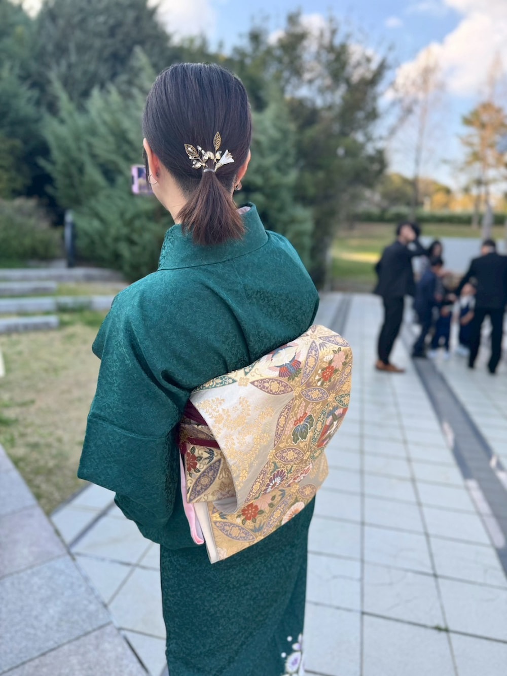「結婚式、着物、和柄」｜「楽天　レンタルのアイテム（着物、グリーン系）」を使った、HIKARUさん（レディース・156cm）の春コーディネートの2枚目の写真