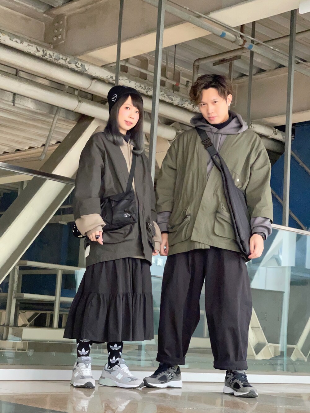 「ootd、冬コーデ、GU、ASUS、New Balance、ne-net、にゃー、adidas originals」｜「A[S]USLのアイテム（スカート、ブラック系）」を使った、ウイニー☆さん（レディース・158cm）の冬コーディネートの2枚目の写真