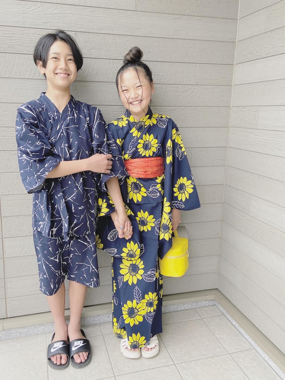 「ゆかた、浴衣、甚平、花火大会、夏コーデ、兄妹コーデ、キッズコーデ、キッズファッション」｜「devirockの甚平（浴衣、ブルー系）」を使った、makikiさん（レディース・159cm）の夏コーディネートの3枚目の写真