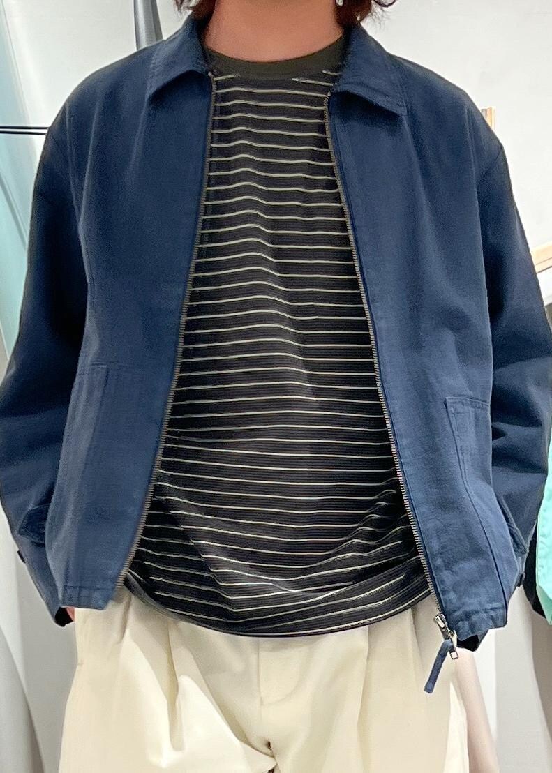 「ブルゾン、ボーダー、ボーダーT、ボーダーTシャツ、ワイドパンツ、京都、Saturdays NYC、初春コーデ、春コーデ、冬コーデ、デートコーデ、お出かけコーデ、旅行コーデ、アウトドアコーデ、カジュアルコーデ」｜「Saturdays NYCのHARRISON G-DYED BLOUSON（その他アウター、ブルー系）」を使った、kippeiさん（メンズ・170cm）の春コーディネートの6枚目の写真