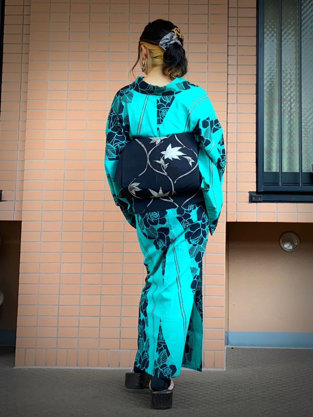 「浴衣、浴衣コーデ」｜「自作のアイテム（浴衣、グリーン系）」を使った、mrs.nicolmicalsさん（レディース・149cm）の夏コーディネートの2枚目の写真