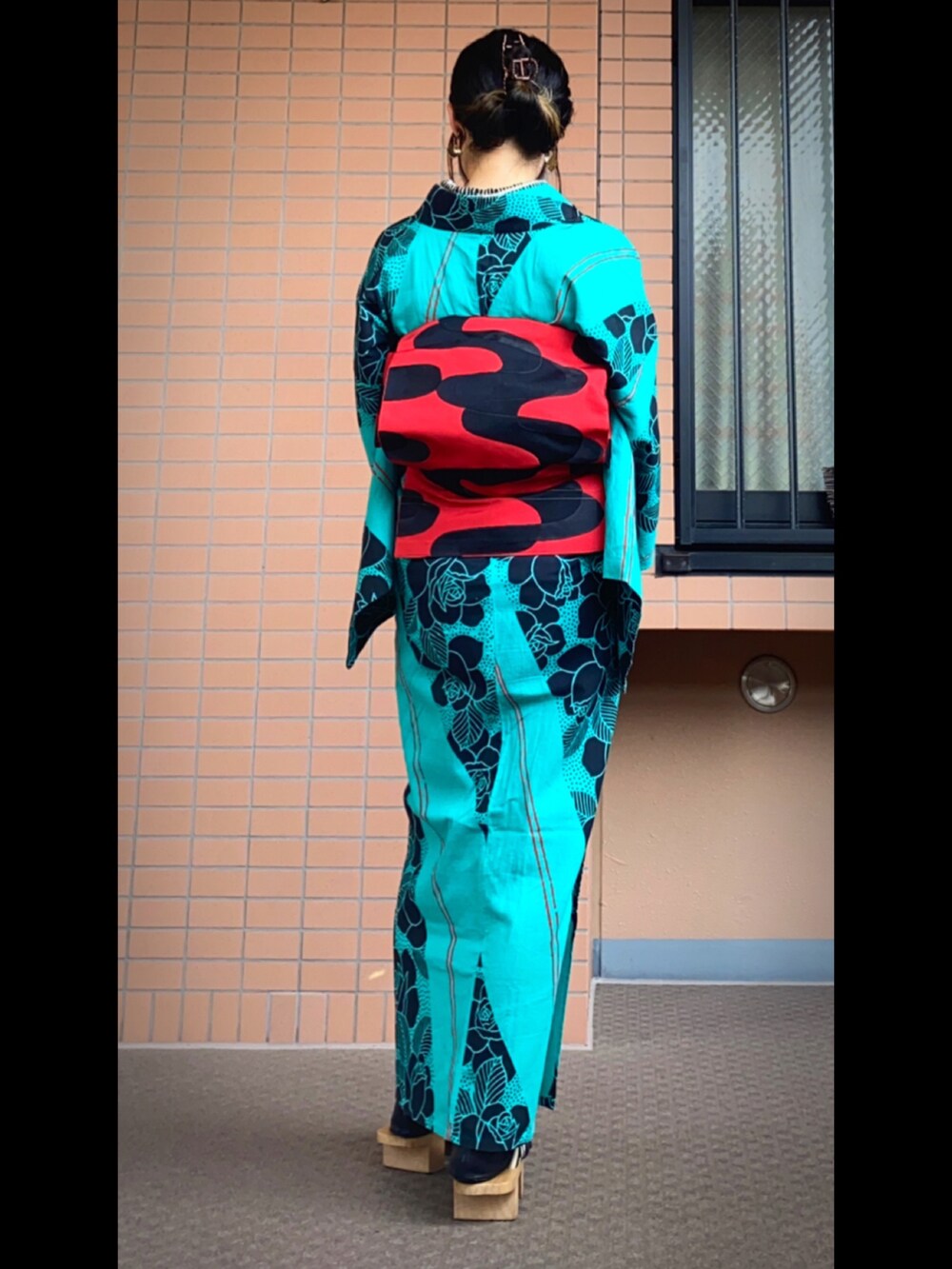 「着物、着物コーデ、浴衣、浴衣コーデ、普段着物」｜「自作のアイテム（浴衣、グリーン系）」を使った、mrs.nicolmicalsさん（レディース・151cm）の夏コーディネートの2枚目の写真