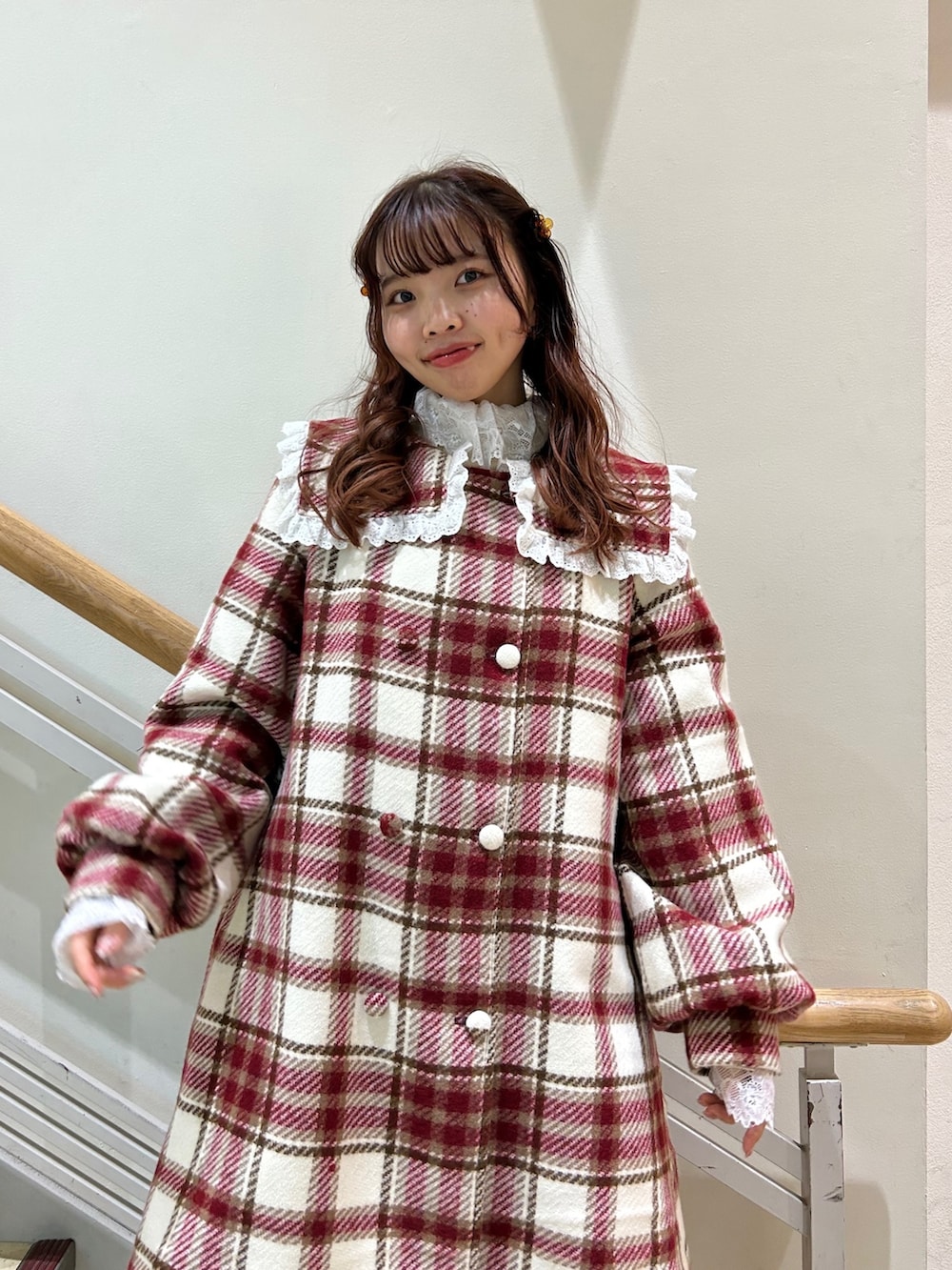 チェックセーラーカラーAラインコート merry jenny merry jenny チェックセーラーカラーAラインコート （merry