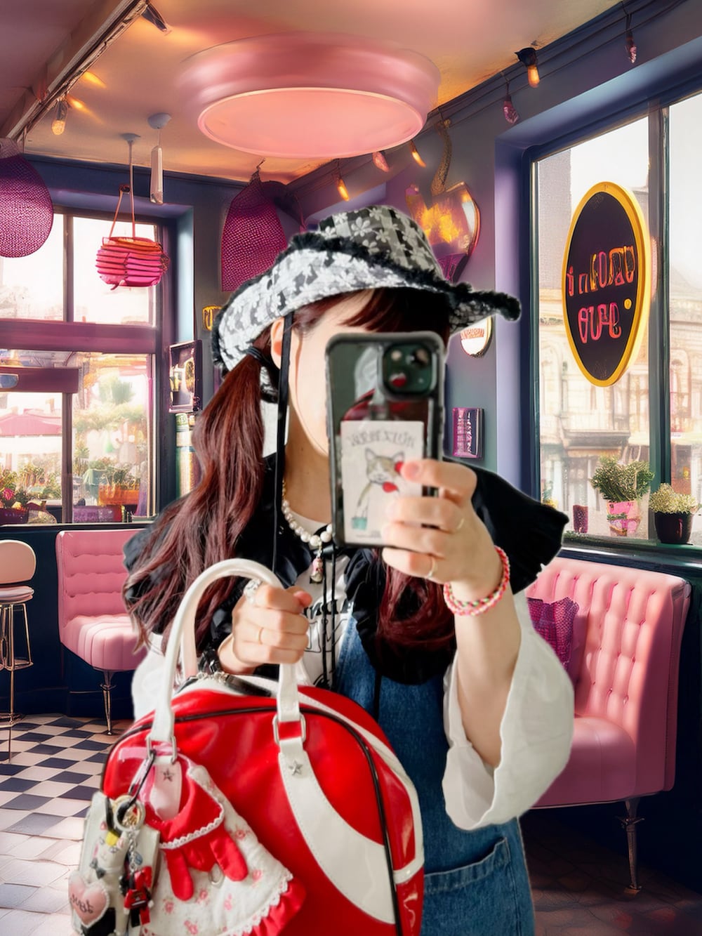 ホワイト系のTシャツ/カットソー、ブルー系のベスト、ホワイト系のスニーカーを着用したレディースの夏コーディネートの4枚目の写真