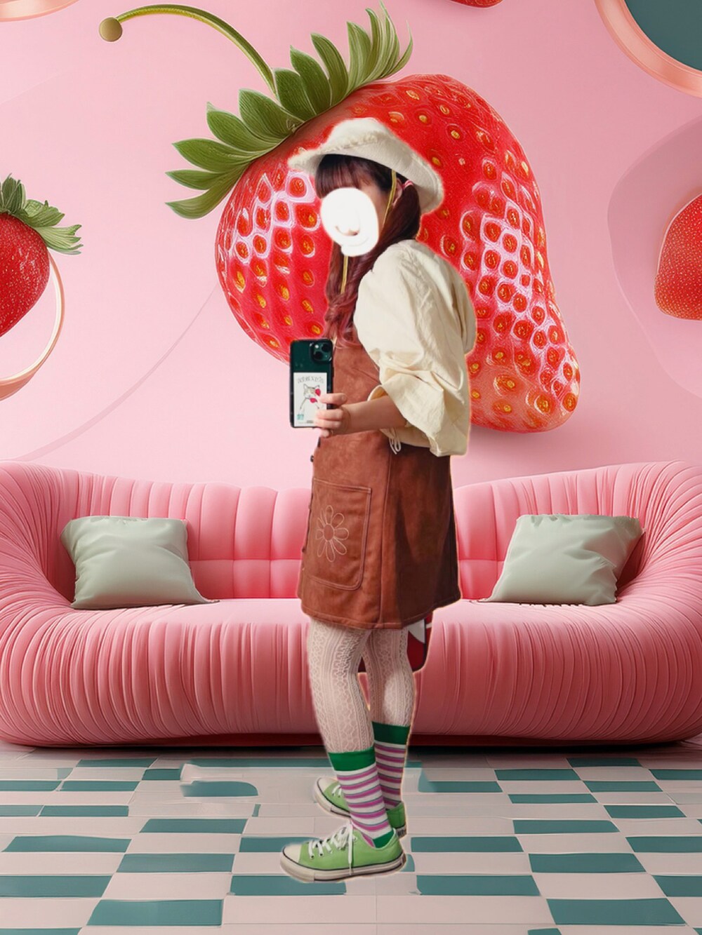 ホワイト系のタンクトップ、ホワイト系のその他パンツ、ブラウン系のワンピース/ドレスを着用したレディースの夏コーディネートの4枚目の写真