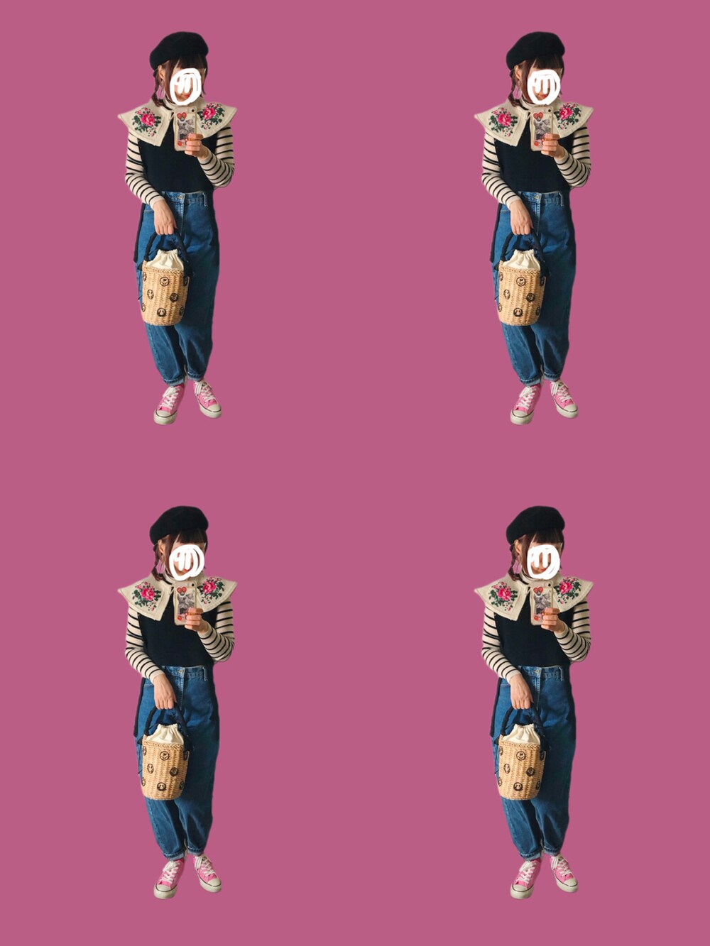 ベージュ系のトレンチコート、その他のニット/セーター、ブルー系のデニムパンツを着用したレディースの春コーディネートの2枚目の写真