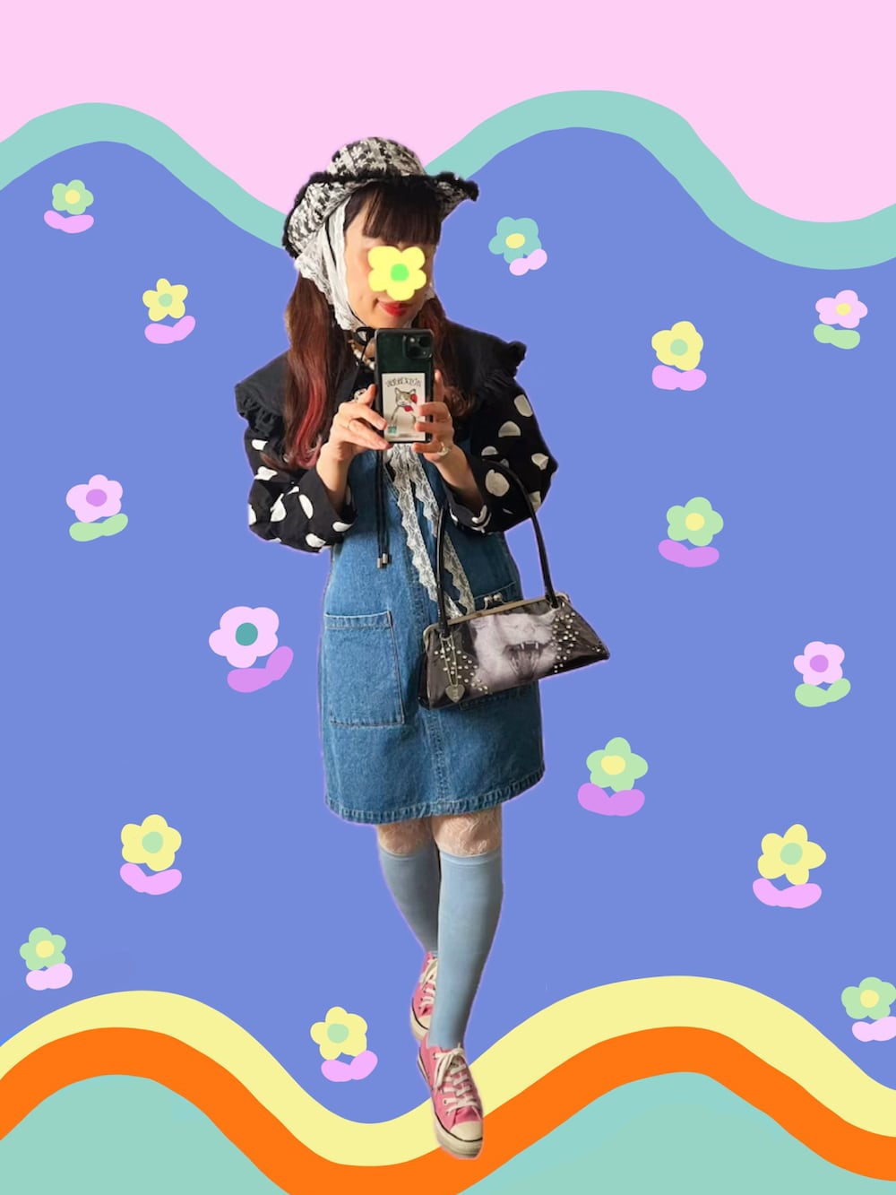 ホワイト系のその他パンツ、ピンク系のスニーカー、ブラック系のハンドバッグを着用したレディースの春コーディネートの2枚目の写真
