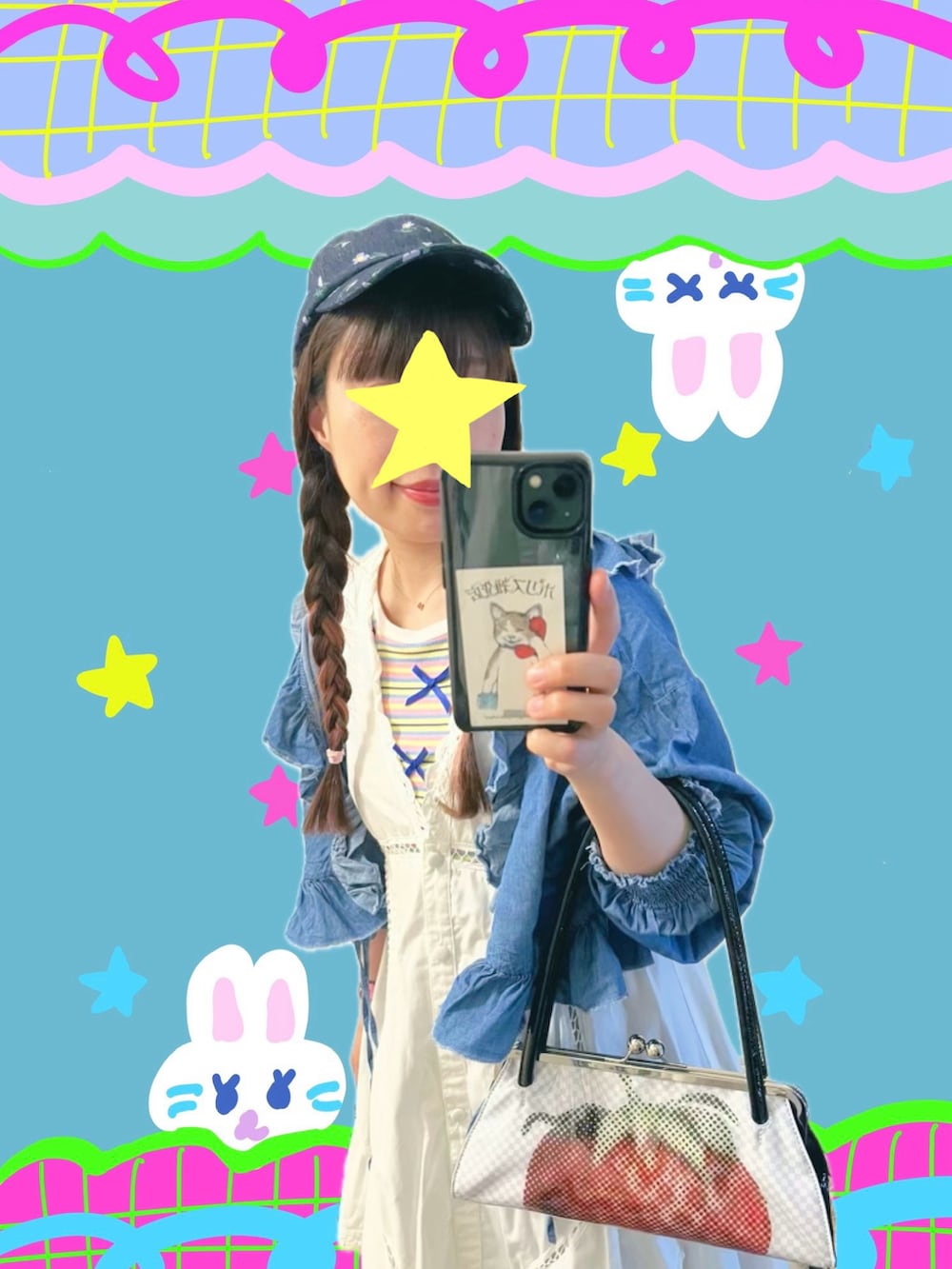 イエロー系のTシャツ/カットソー、ブルー系のシャツ/ブラウス、ピンク系のスニーカーを着用したレディースの夏コーディネートの3枚目の写真