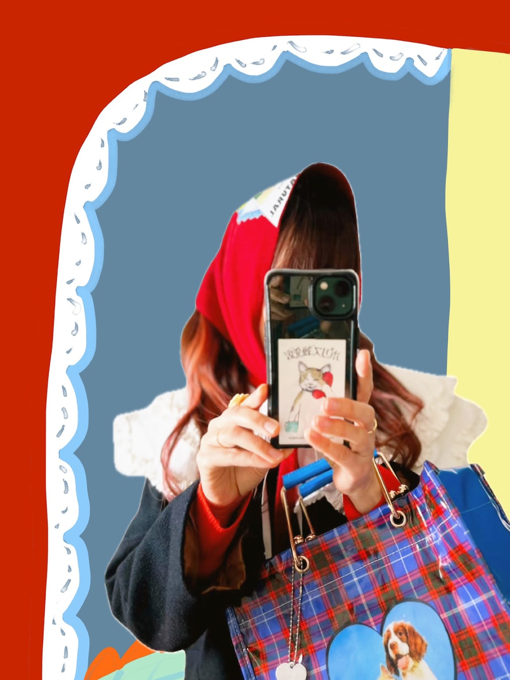 ベージュ系のその他パンツ、ブルー系のハンドバッグ、ホワイト系のスニーカーを着用したレディースの冬コーディネートの5枚目の写真