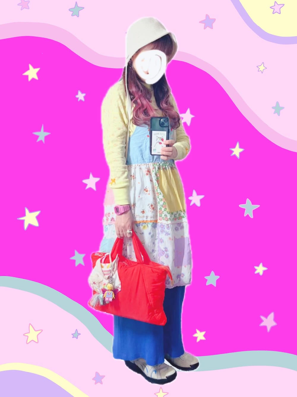 ホワイト系のジャージ、その他のワンピース/ドレス、ブルー系のスカートを着用したレディースの春コーディネートの2枚目の写真