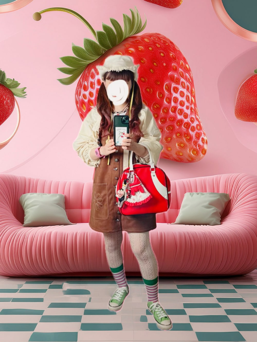 ホワイト系のタンクトップ、ホワイト系のその他パンツ、ブラウン系のワンピース/ドレスを着用したレディースの夏コーディネートの3枚目の写真