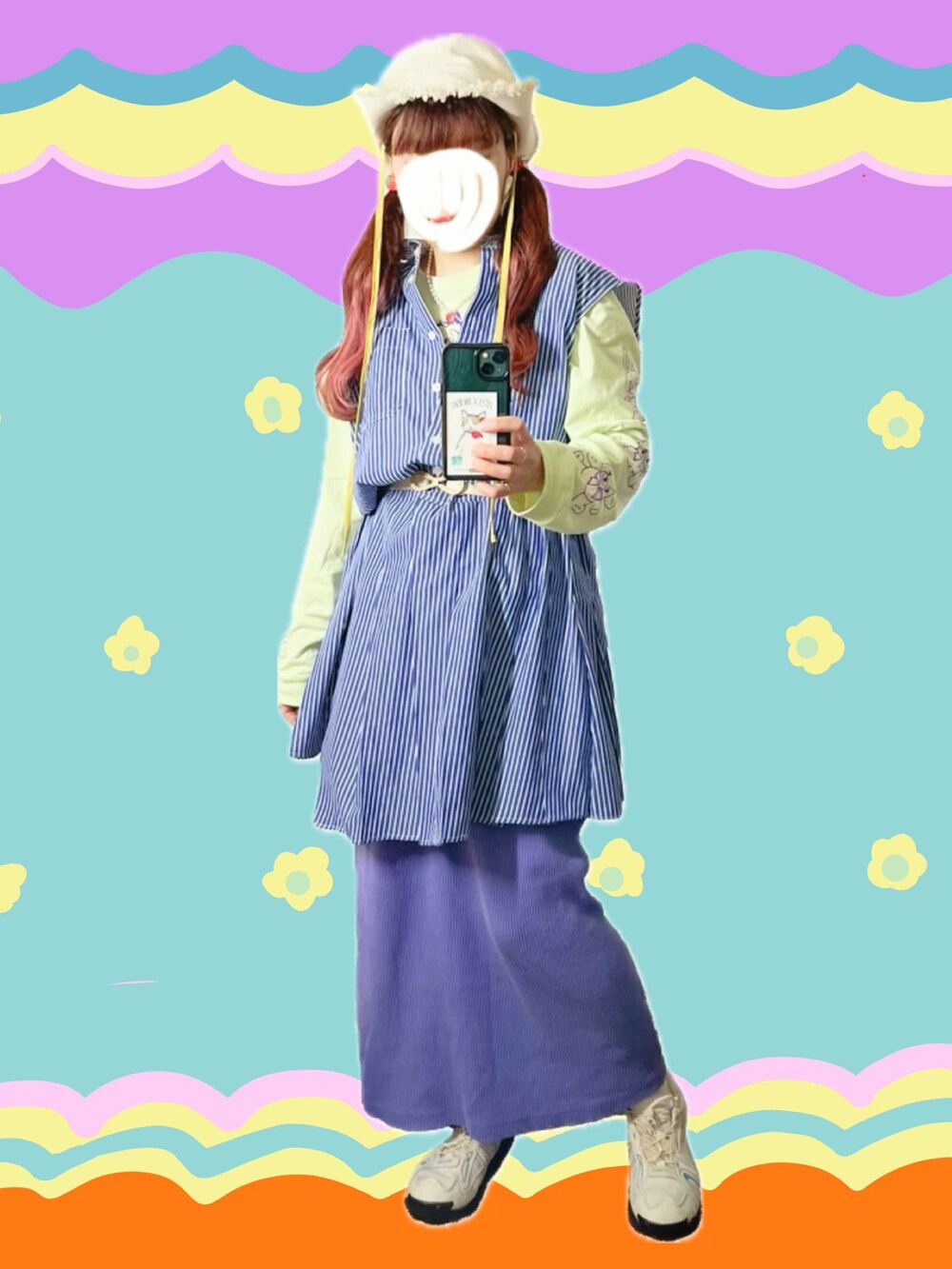 グレー系のテーラードジャケット、ブルー系のワンピース/ドレス、グリーン系のTシャツ/カットソーを着用したレディースの夏コーディネートの2枚目の写真