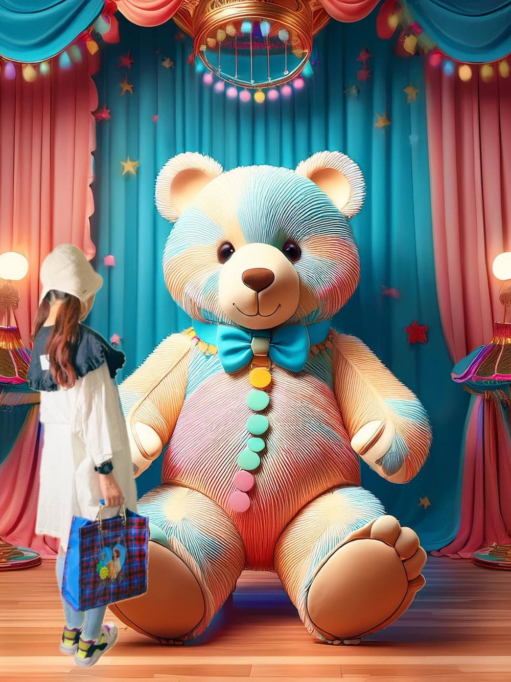 ホワイト系のその他パンツ、ブルー系のハンドバッグ、ホワイト系のTシャツ/カットソーを着用したレディースの夏コーディネートの3枚目の写真