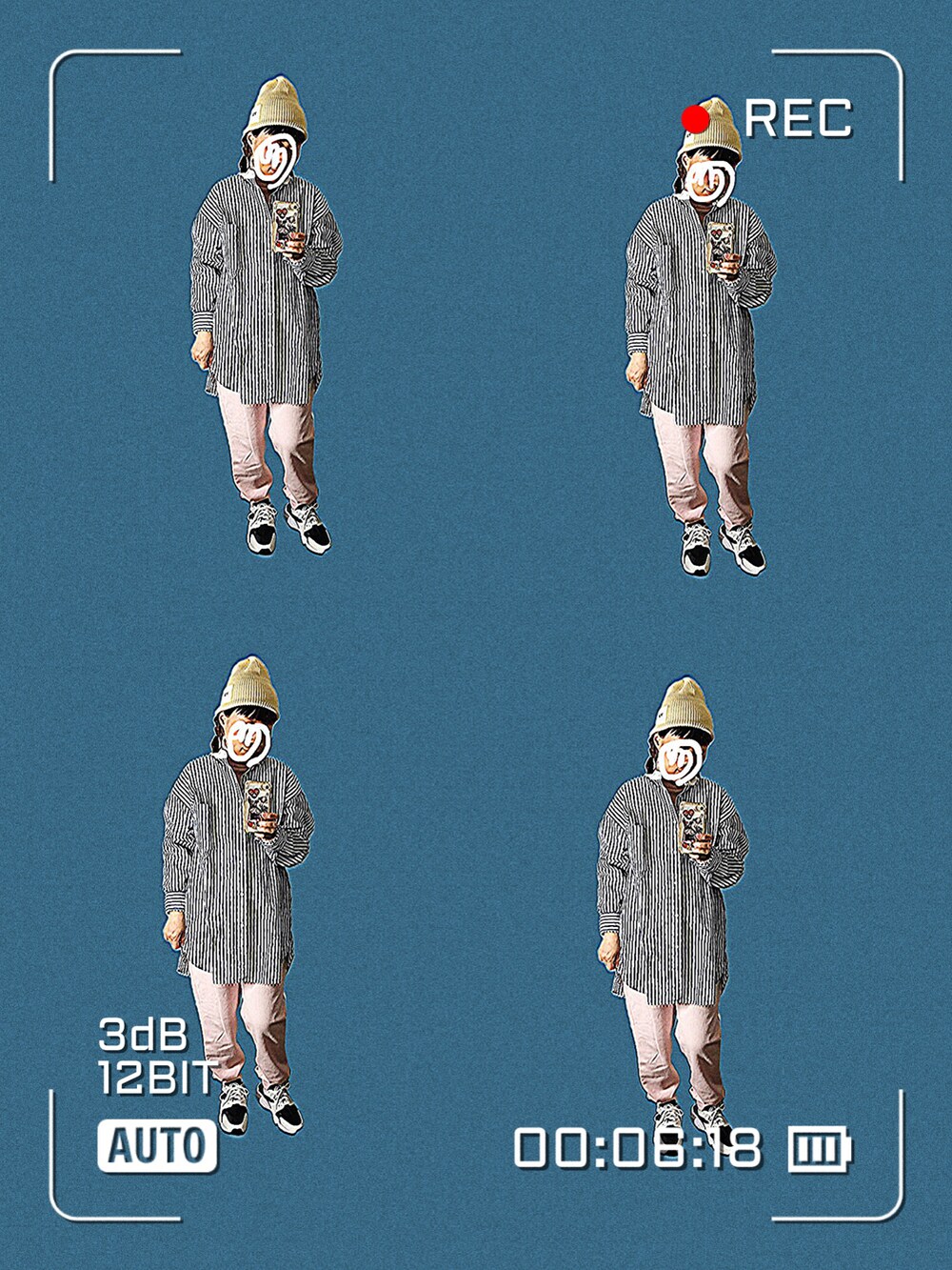 ブラック系のショルダーバッグ、ピンク系のスウェットパンツ、ホワイト系のスニーカーを着用したレディースの冬コーディネートの2枚目の写真