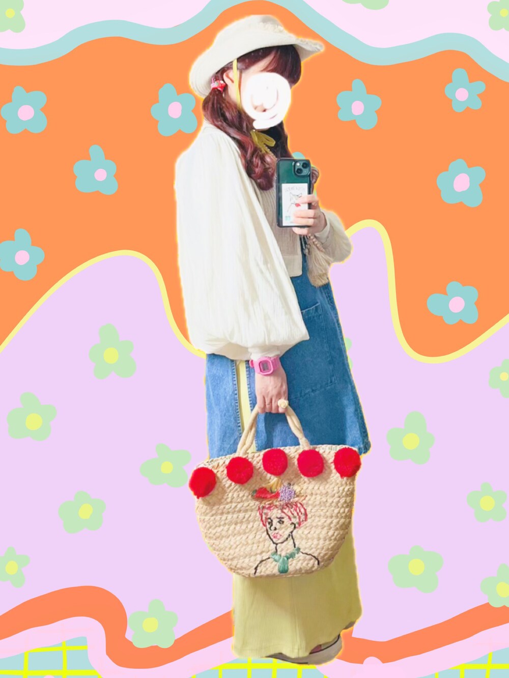 ホワイト系のカーディガン/ボレロ、ホワイト系のTシャツ/カットソー、ブルー系のベストを着用したレディースの春コーディネートの3枚目の写真