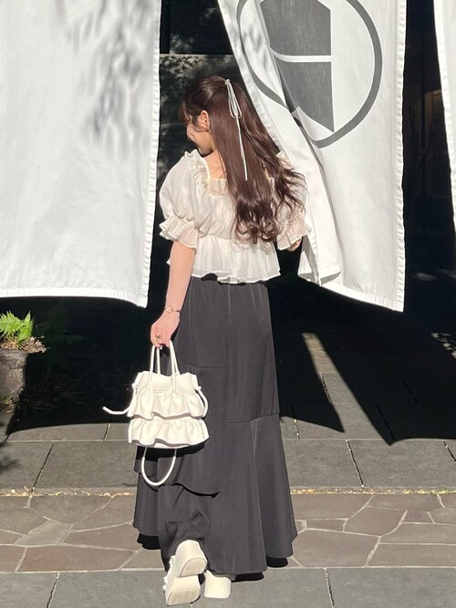 フリルスカート、ブラウス、カーディガンの３点セットです❣ スウィートガーリー♡フリルブラウス＋スカートセットアップ