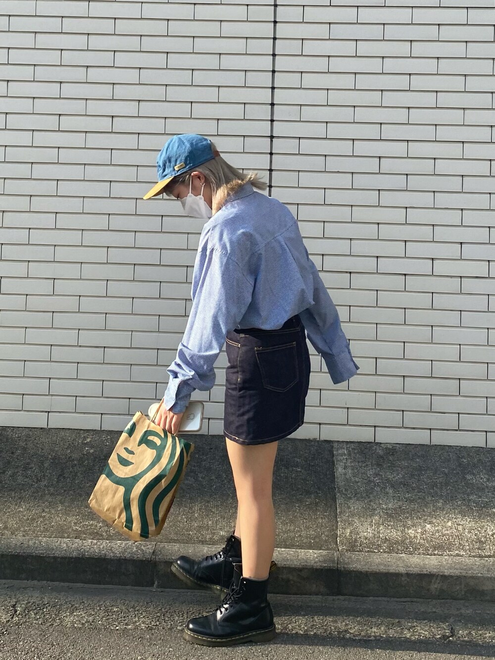 「休日スタイル、デニム」｜「nuguのアイテム（デニムスカート、その他）」を使った、ちひろさん（レディース・150cm）の夏コーディネートの2枚目の写真