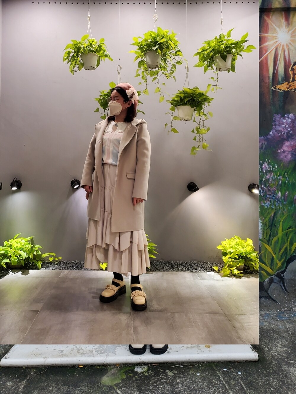 「春コーデ、大人カジュアル、大人コーデ、大人女子、淡色コーデ、低身長」｜「Knights Bridgeのアイテム（ダッフルコート、グレー系）」を使った、呱呱🍯さん（レディース・152cm）の冬コーディネートの3枚目の写真