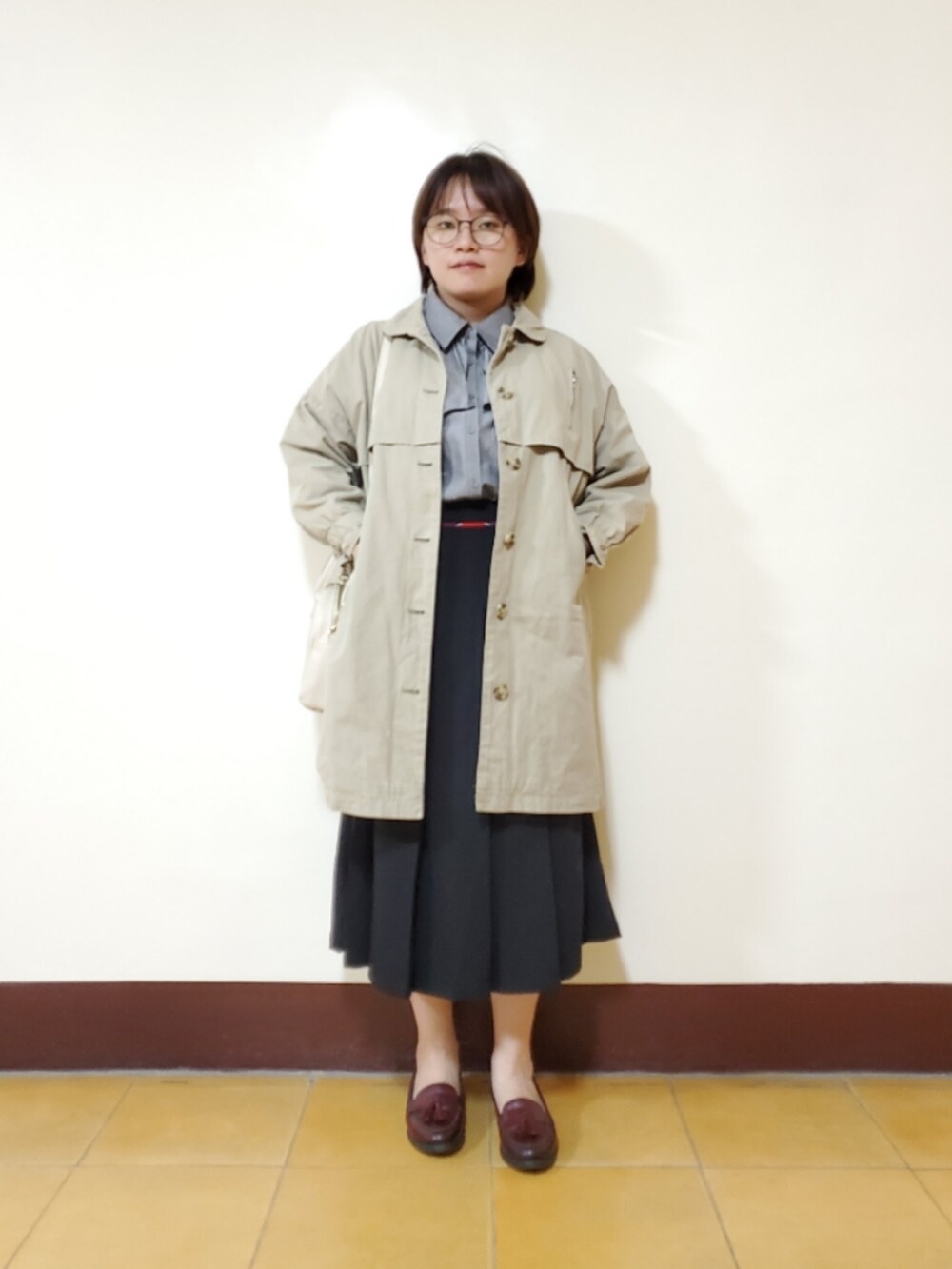 「ootd、復古、vintage、大人カジュアル、大人女子、低身長、低身長コーデ、秋コーデ」｜「Scottish Houseのアイテム（スカート、ブラック系）」を使った、呱呱🍯さん（レディース・152cm）の秋コーディネートの2枚目の写真
