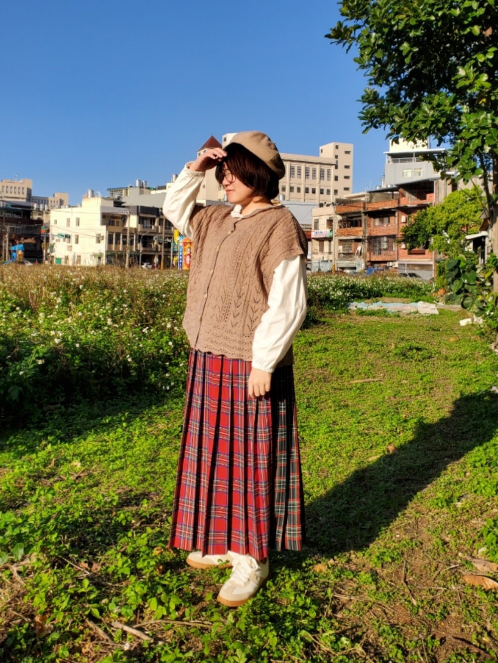 「似合うラボに行こう、ootd、街頭穿搭、休閒、復古、大人カジュアル、大人かわいい、低身長、低身長コーデ、春コーデ」｜「Samansa Mos2のダブルフェイスショートコート（その他アウター、ベージュ系）」を使った、呱呱🍯さん（レディース・152cm）の春コーディネートの2枚目の写真