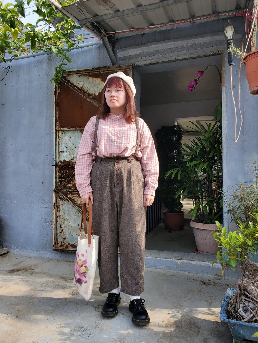 「春服デビュー宣言、ootd、復古、vintage、大人カジュアル、大人かわいい、低身長」｜「Samansa Mos2のギンガムチェック襟フリルブラウス（シャツ/ブラウス、ピンク系）」を使った、呱呱🍯さん（レディース・152cm）の春コーディネートの2枚目の写真