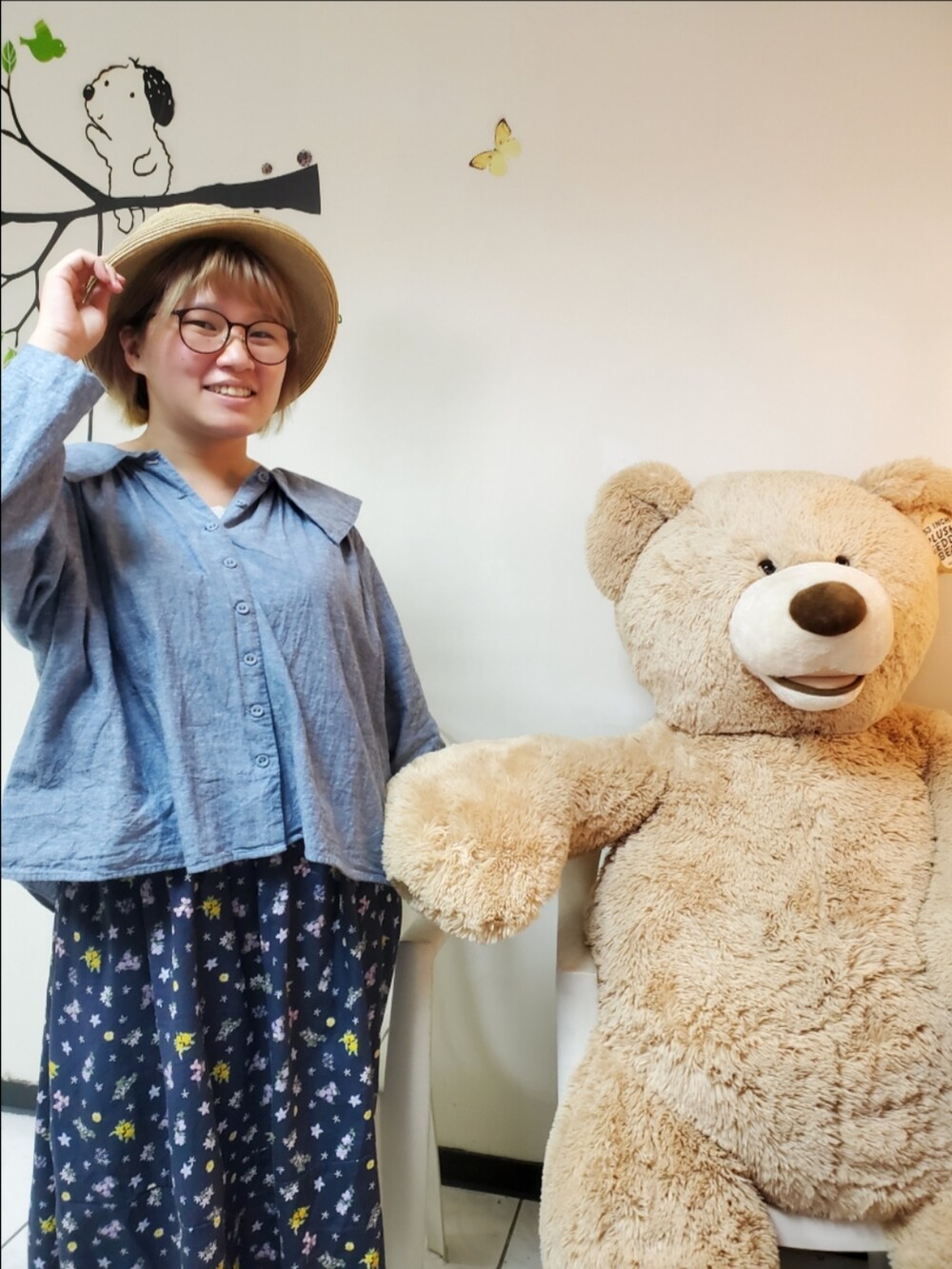 「ootd、復古、休閒、大人カジュアル、大人コーデ、低身長、低身長コーデ、花柄、花柄スカート」｜「Samansa Mos2の【ETHICAL CRAFTS】リサイクルリネン混セーラー羽織シャツ（シャツ/ブラウス、ブルー系）」を使った、呱呱🍯さん（レディース・152cm）の夏コーディネートの2枚目の写真