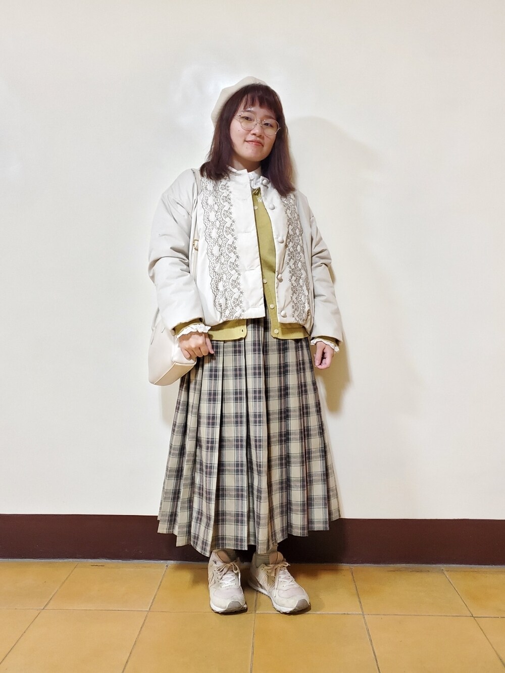 「いまどきジャケット写真、春コーデ、刺繍、大人カジュアル、大人かわいい、低身長、色合わせ」|「ehka sopoのレース襟ブラウス(シャツ/ブラウス、ホワイト系)」を使った、呱呱🍯さん(レディース・152cm)の春コーディネートの2枚目の写真