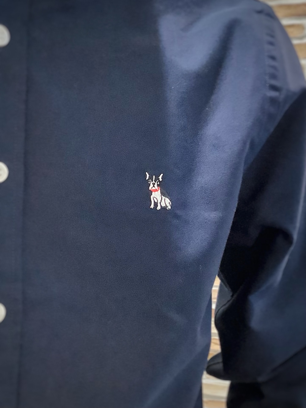 ブルー系のシャツ/ブラウス、グリーン系のブルゾンを着用したメンズの秋コーディネートの10枚目の写真