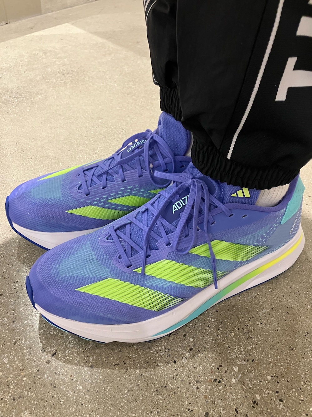 ホワイト系のTシャツ/カットソー、ブルー系のシューズ、ブラック系のその他パンツを着用したメンズの秋コーディネートの3枚目の写真