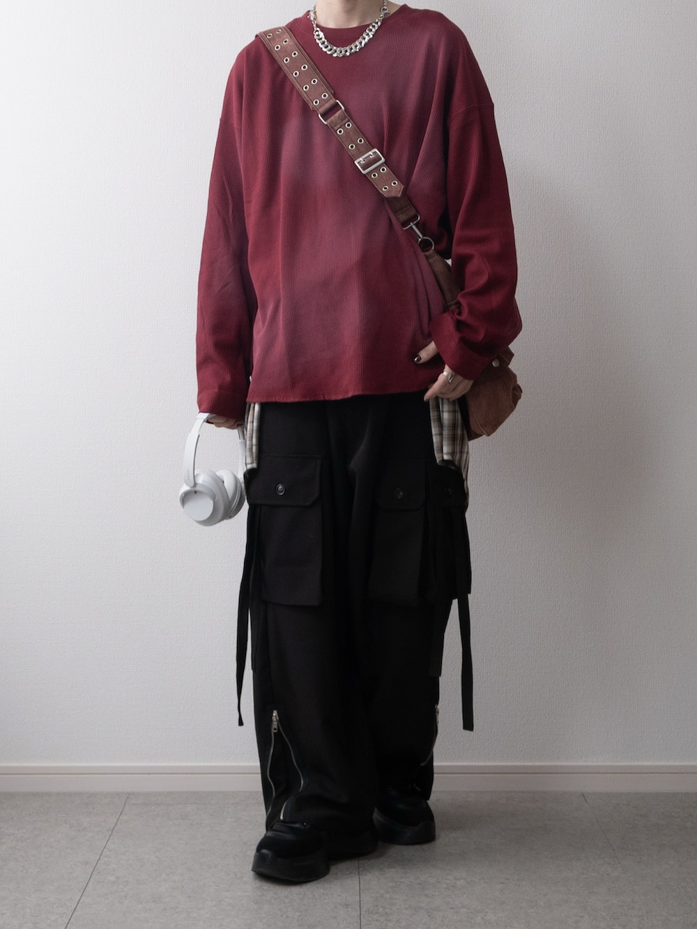 まささんの「【Alfred Alex】フェードスプレープリント ワッフルビッグロンT（Alfred Alex）」を使ったコーディネートの2枚目の写真
