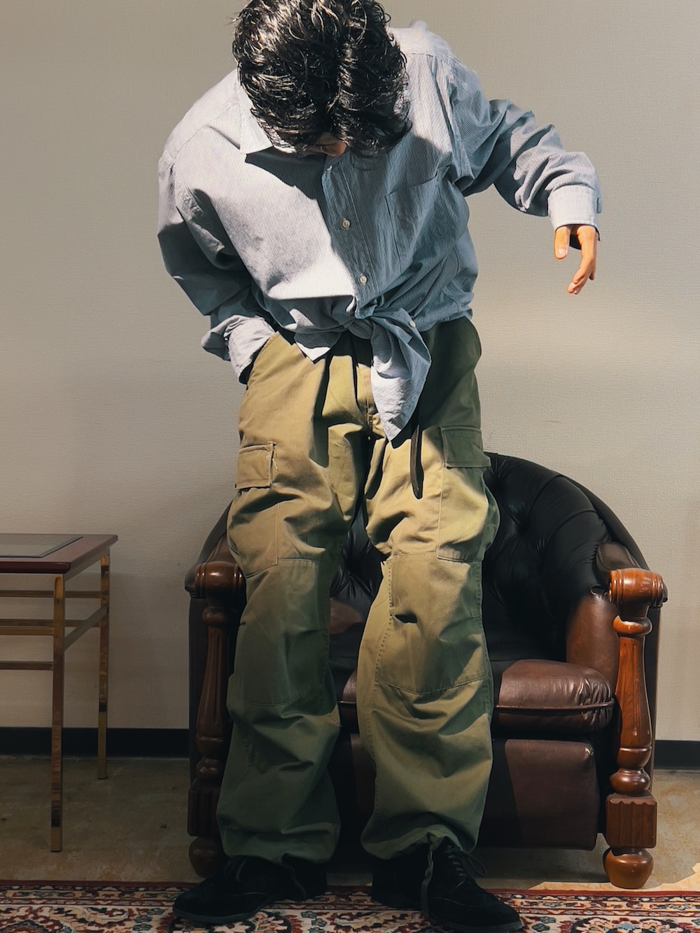 「カーゴパンツ、Ralph Lauren、Polo Ralph Lauren、古着MIX、古着、ミリタリー、military、相互フォロー」｜「POLO RALPH LAURENのアイテム（シャツ/ブラウス、ホワイト系）」を使った、-age.-さん（メンズ・166cm）の夏コーディネートの4枚目の写真