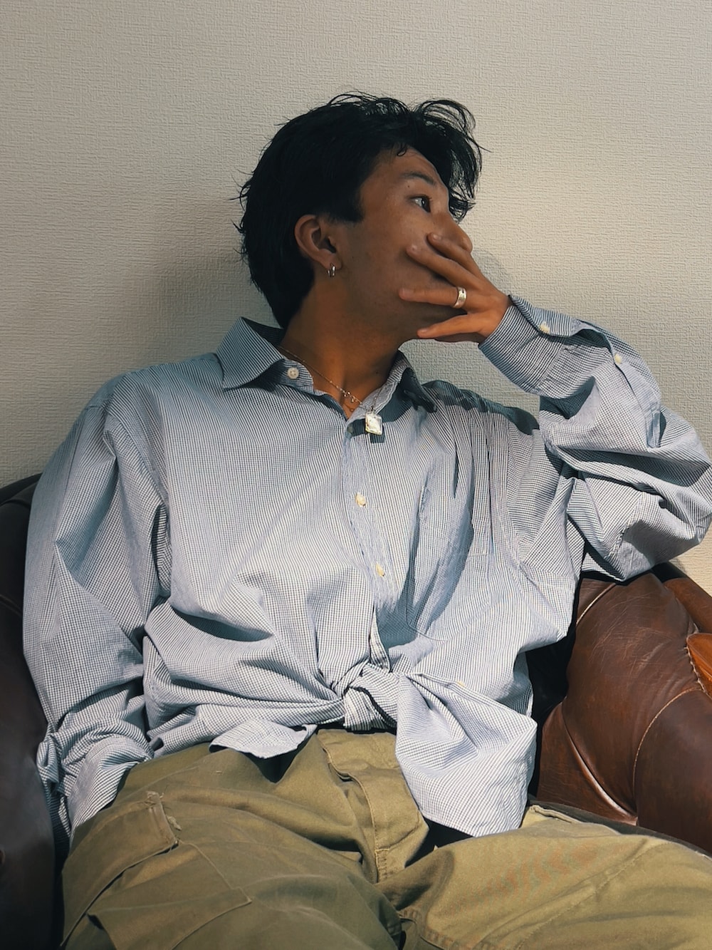「カーゴパンツ、Ralph Lauren、Polo Ralph Lauren、古着MIX、古着、ミリタリー、military、相互フォロー」｜「POLO RALPH LAURENのアイテム（シャツ/ブラウス、ホワイト系）」を使った、-age.-さん（メンズ・166cm）の夏コーディネートの2枚目の写真
