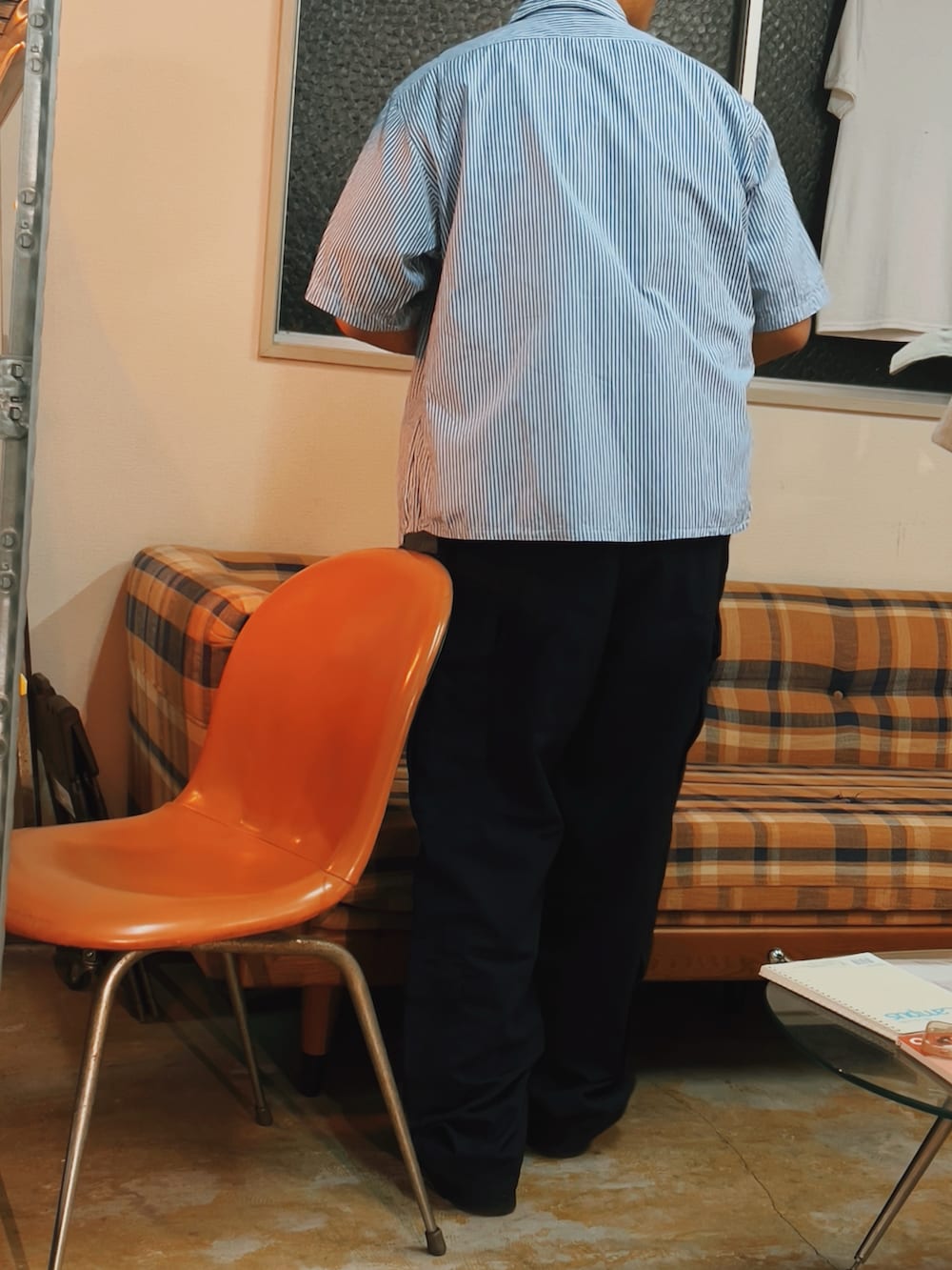 「ラルフローレン、Ralph Lauren、Polo Ralph Lauren、ストライプ、ストライプシャツ、古着MIX、古着、相互フォロー」｜「POLO RALPH LAURENのアイテム（シャツ/ブラウス、ブルー系）」を使った、-age.-さん（メンズ・166cm）の夏コーディネートの2枚目の写真