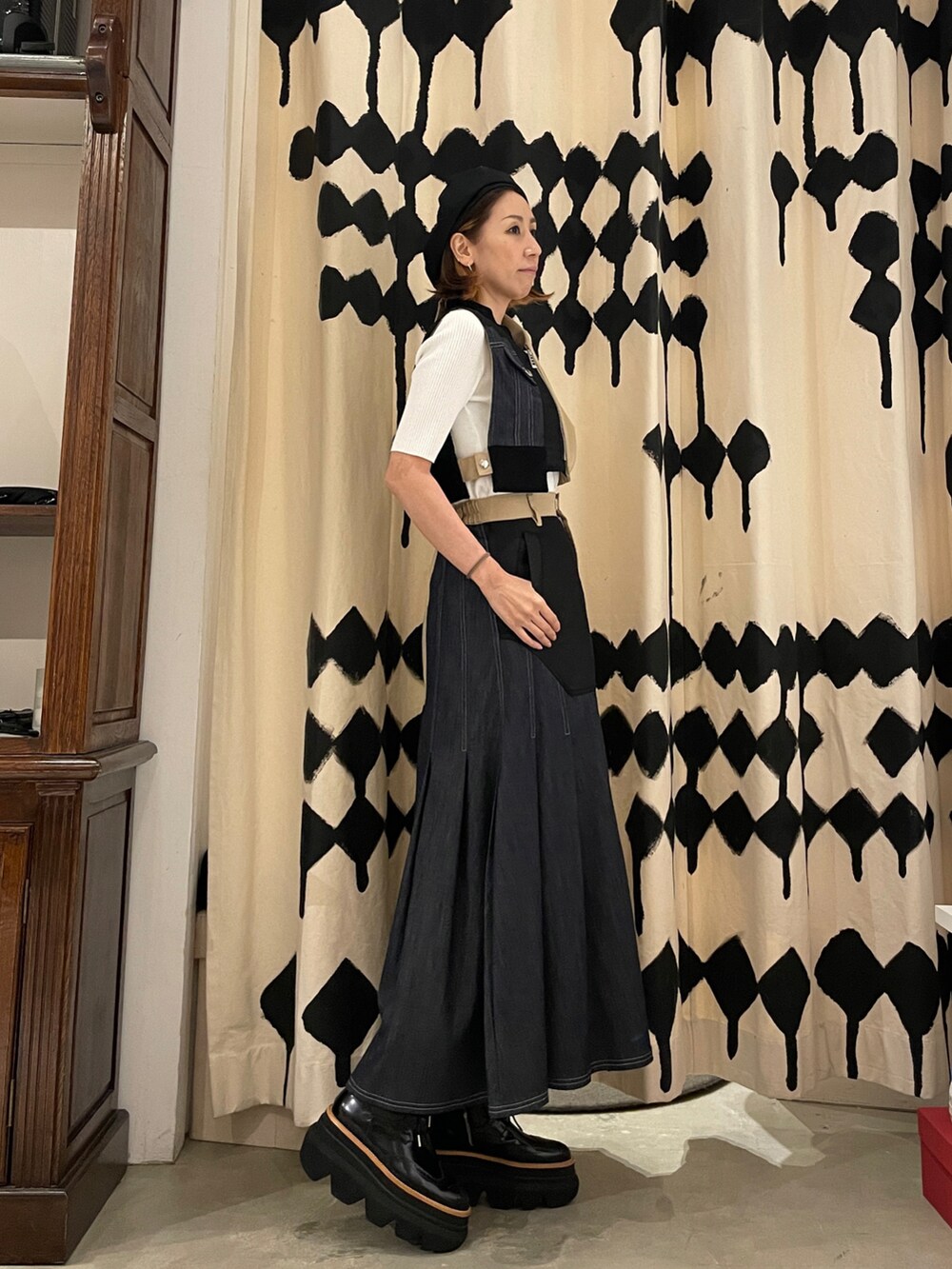 トップス UN3D FABRIC MIX VEST un3d ベスト FABRIC MIX VEST