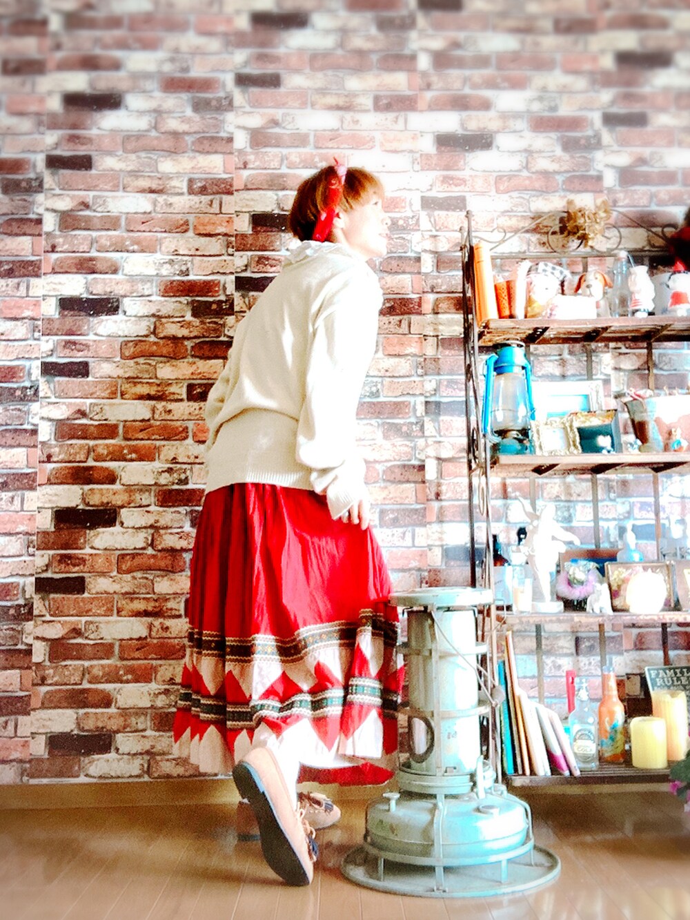 「ゆるだぼ、Bucca44、ビームスボーイ、つけ襟、バンダナ、好きな服を着隊、我が道をゆく隊、ジェンダーレス部、WEAR昭和部」｜「BUCCA 44のアイテム（ニット/セーター、ベージュ系）」を使った、ずんちゃ🌞さん（レディース・163cm）の冬コーディネートの5枚目の写真