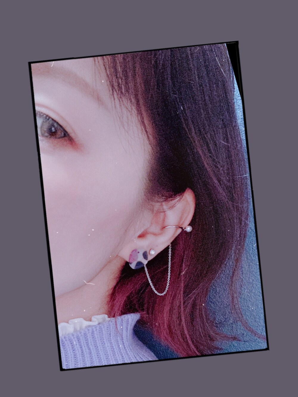 「レオパード柄、柄ニット、パープル、パープルニット、デニムスカート、GRL」｜「GRLのアイテム（ニット/セーター、パープル系）」を使った、Yukko.☃︎さん（レディース・160cm）の冬コーディネートの3枚目の写真