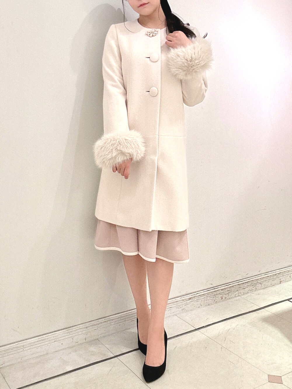 laisse_mii｜LAISSE PASSEのノーカラーコートを使ったコーディネート