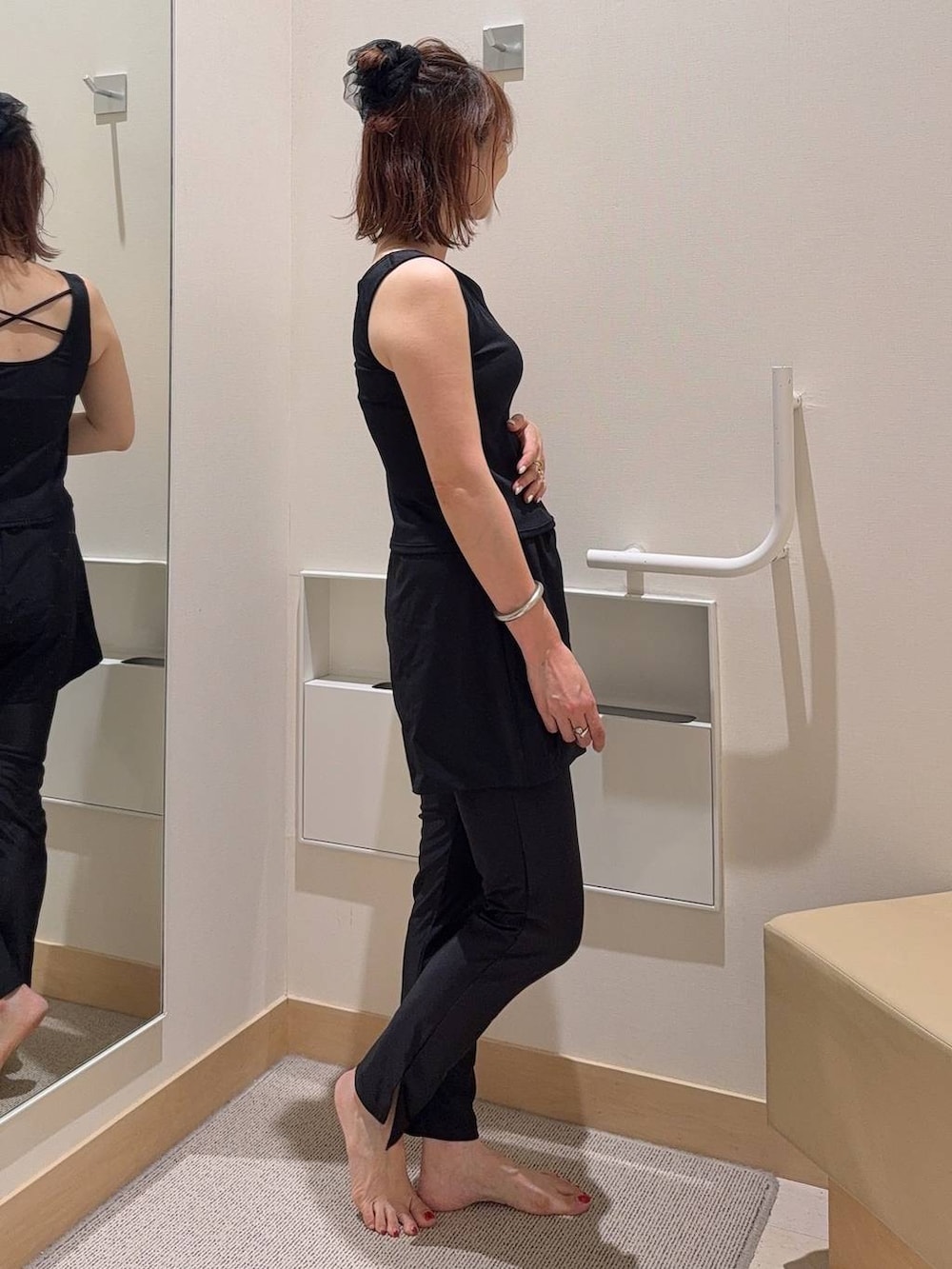 「きれいめ、ベーシック/シンプル、着痩せ・細見え、ママコーデ、体型カバー、カジュアル、GLOBAL WORK」｜「GLOBAL WORKのUVカットアソートサングラス/100484（サングラス、ベージュ系）」を使った、せこ子さん（レディース・159cm）の夏コーディネートの6枚目の写真