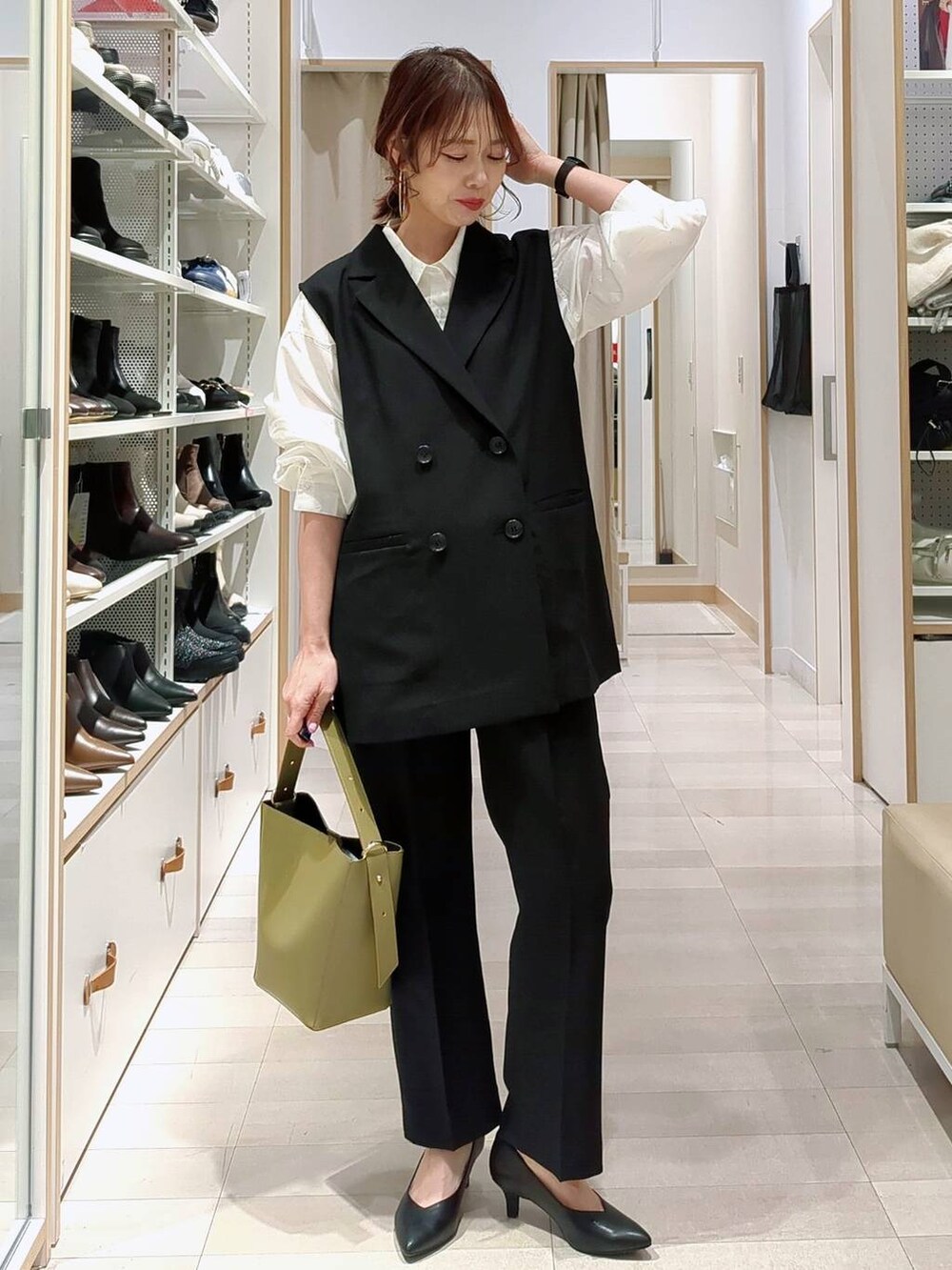 「着痩せ・細見え、ママコーデ、きれいめ、ベーシック/シンプル、カジュアル、GLOBAL WORK、体型カバー」|「JEANASISのオーバルバックルベルト/103527(ベルト、ブラック系)」を使った、せこ子さん(レディース・159cm)の春コーディネートの6枚目の写真