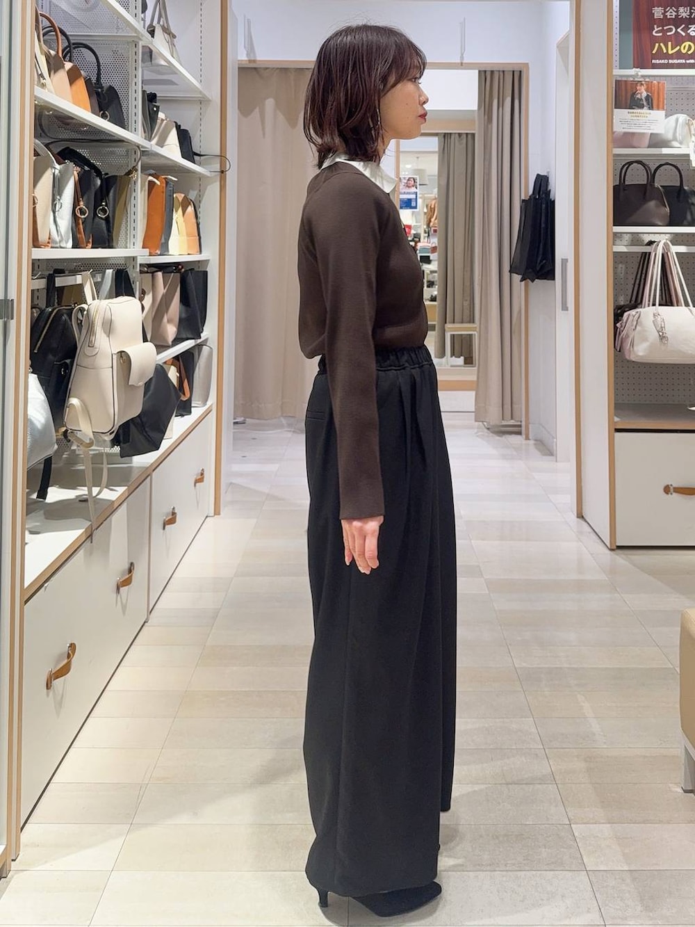 その他のショルダーバッグ、その他のパンプス、ブラウン系のニット/セーターを着用したレディースの春コーディネートの8枚目の写真