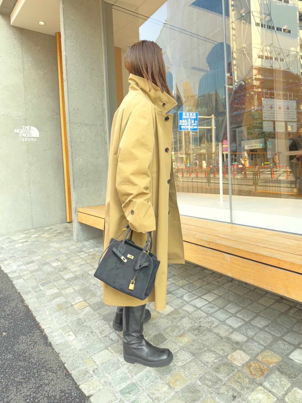 「バルマカーンコート、バルマカーン、トレンチコート、トレンチ、春コーデ、春、春夏コーデ、春アウター、春色、春服」｜「NOLLEY’SのNMPバルマカーンコート（ダッフルコート、ベージュ系）」を使った、ISHIDAさん（レディース・158cm）の冬コーディネートの7枚目の写真