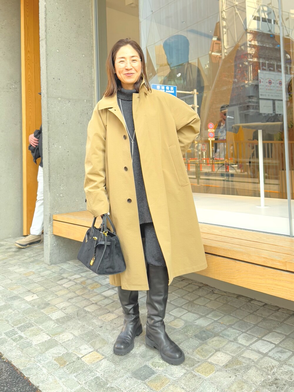 「バルマカーンコート、バルマカーン、トレンチコート、トレンチ、春コーデ、春、春夏コーデ、春アウター、春色、春服」｜「NOLLEY’SのNMPバルマカーンコート（ダッフルコート、ベージュ系）」を使った、ISHIDAさん（レディース・158cm）の冬コーディネートの9枚目の写真